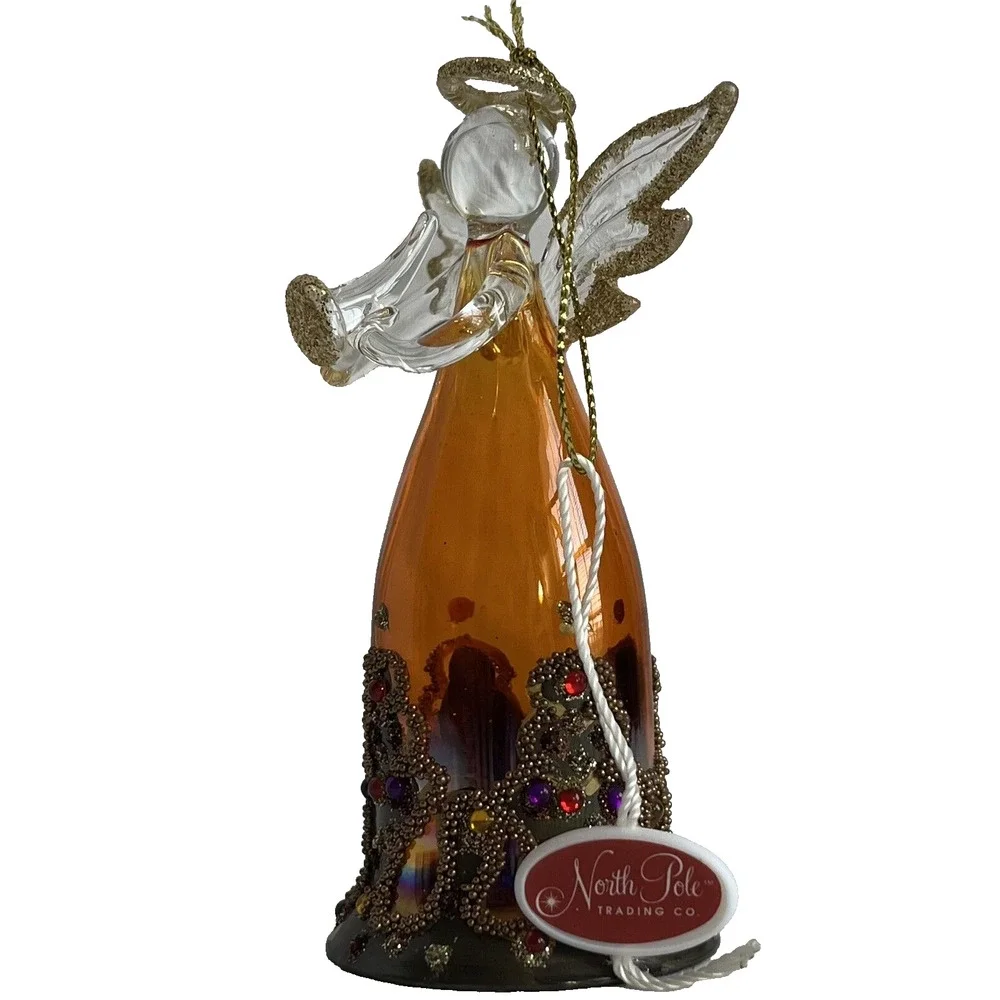 North Pole Trading Co Glass Jeweled Angel Ornament 2011
